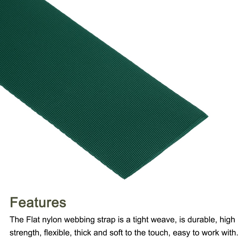 Flat Nylon Webbing Strap 2 Inch 5 Yards Dark Green for Backpack