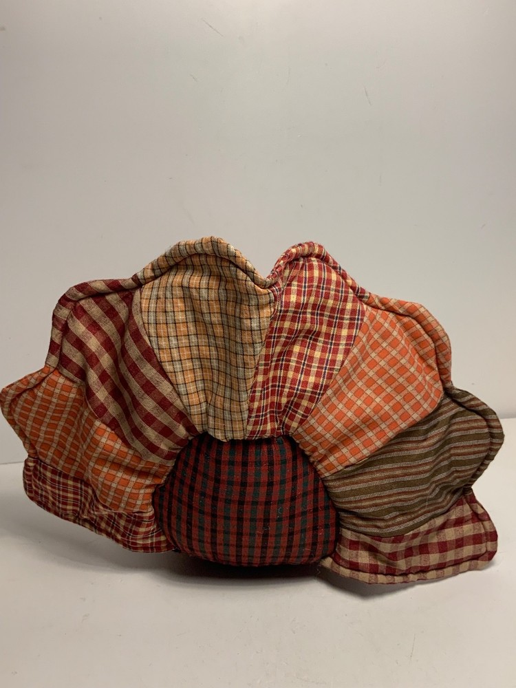 Patchwork Stuffed Turkey Shelf Sitter/Centerpiece 13 in.