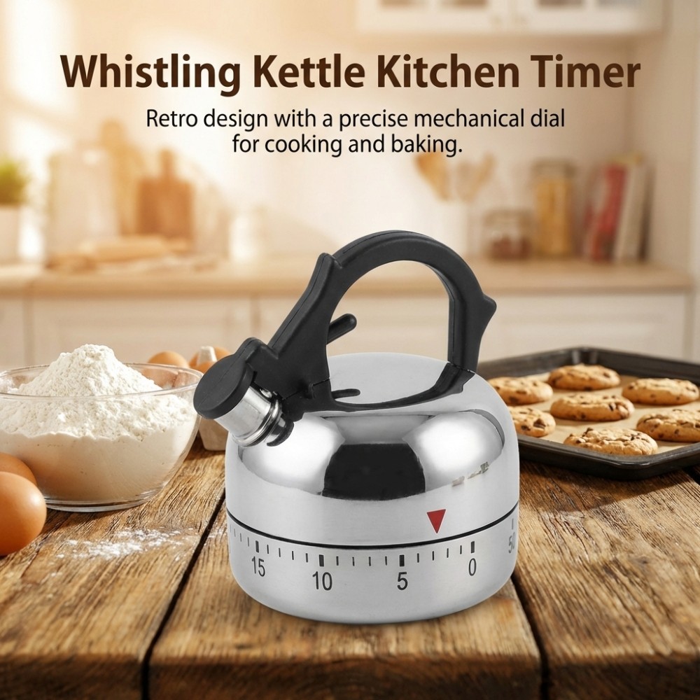 Mechanical Kitchen Timer with Mini Teapot Design for Accurate Timing Model T401