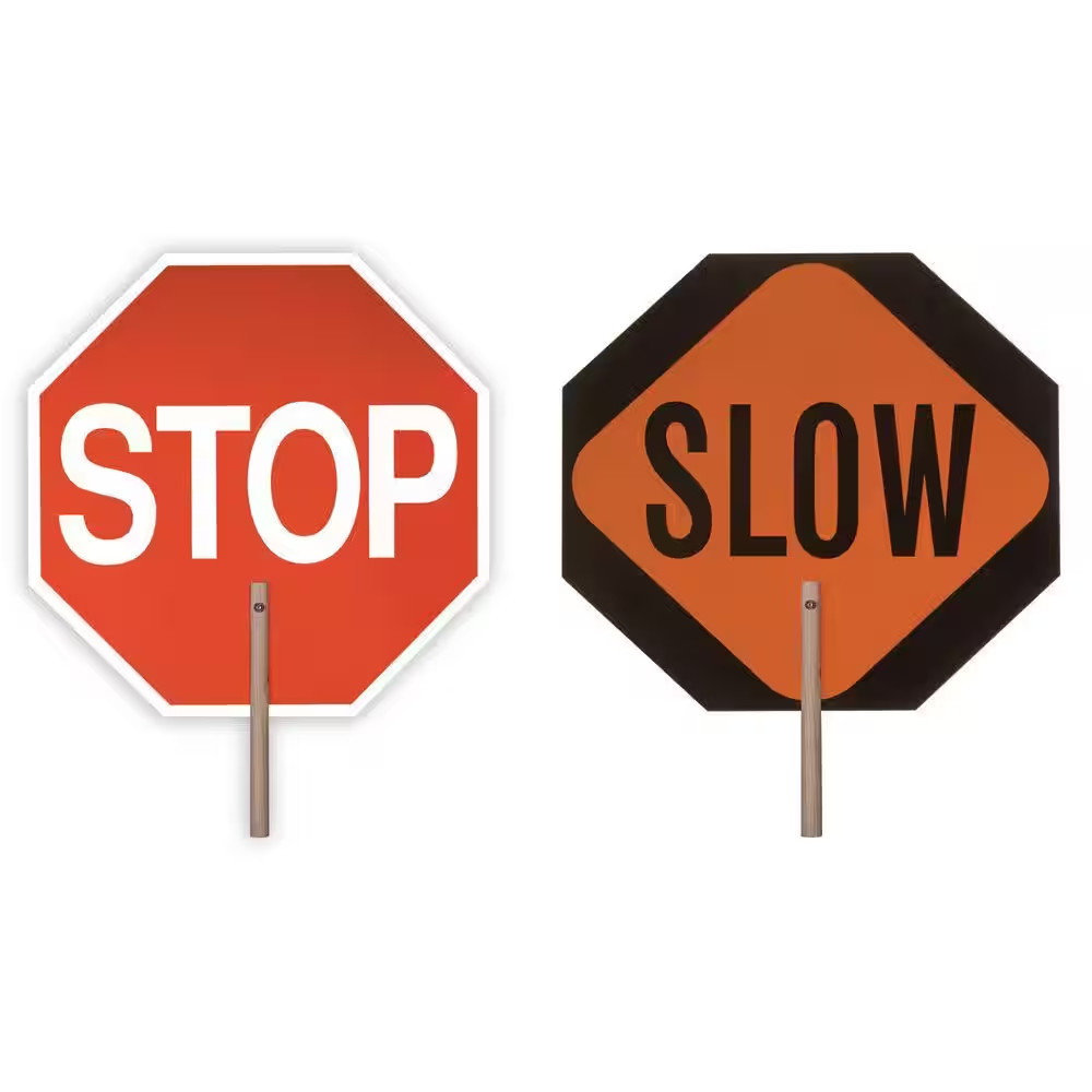 18 In. Reflective Stop/Slow 2-Sided Paddle