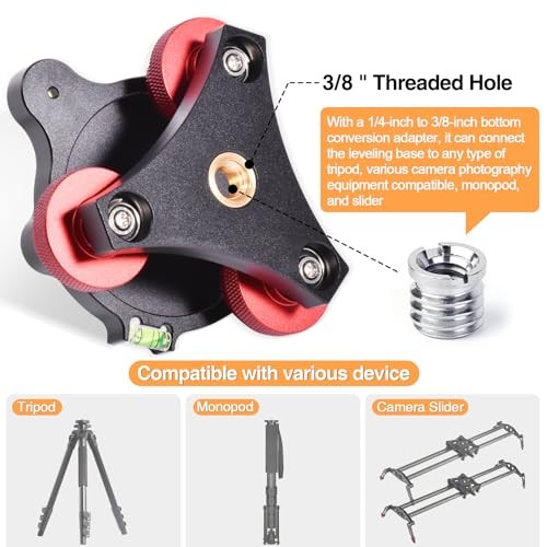 Tripod Leveling Base,Camera Head Leveler,3/8”Thread,+/-5°Precise Angle