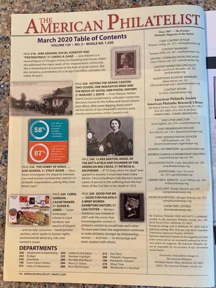 American Philatelist Magazine 2020, March