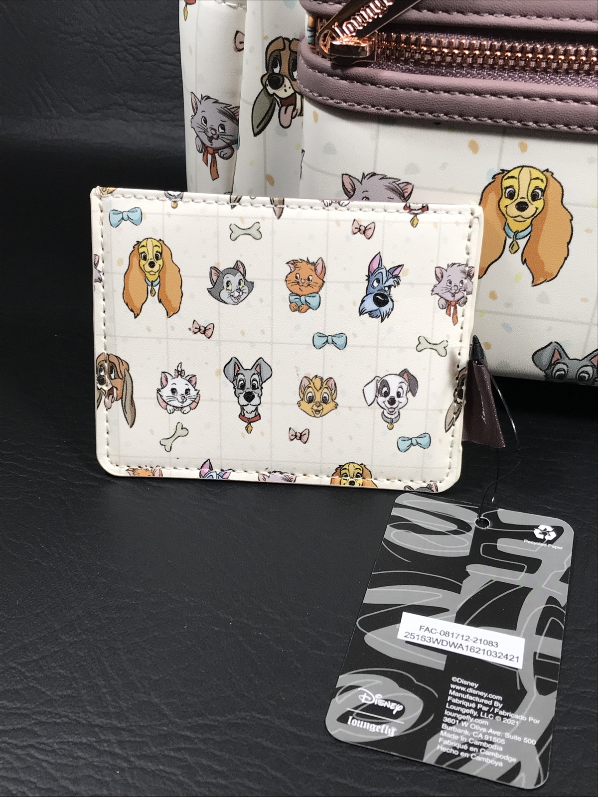 Loungefly Disney Pets AOP All Over Print Dog Cats Mini Backpack & Cardholder