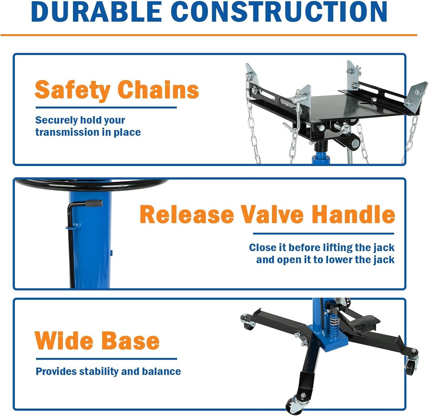 1660 LBS 2 Stage Hydraulic Transmission Jack w/360°Swivel Wheel Lift Hoist