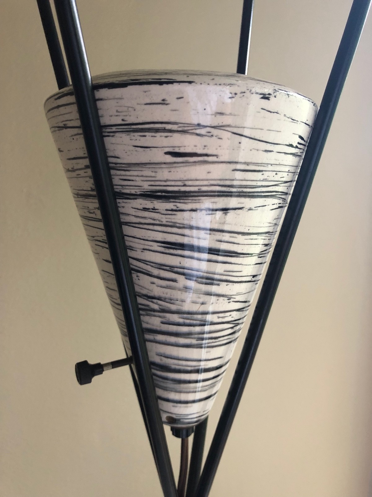 Rare Vintage 50s Atomic Iron Ceramic Pottery Lamp Mid Century Modern Lighting