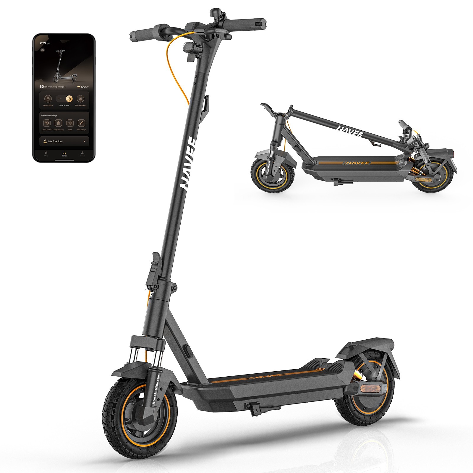 NAVEE GT3PRO Electric Scooter Adults 20MPH Foldable E-Scooter Suspension 10"Tire