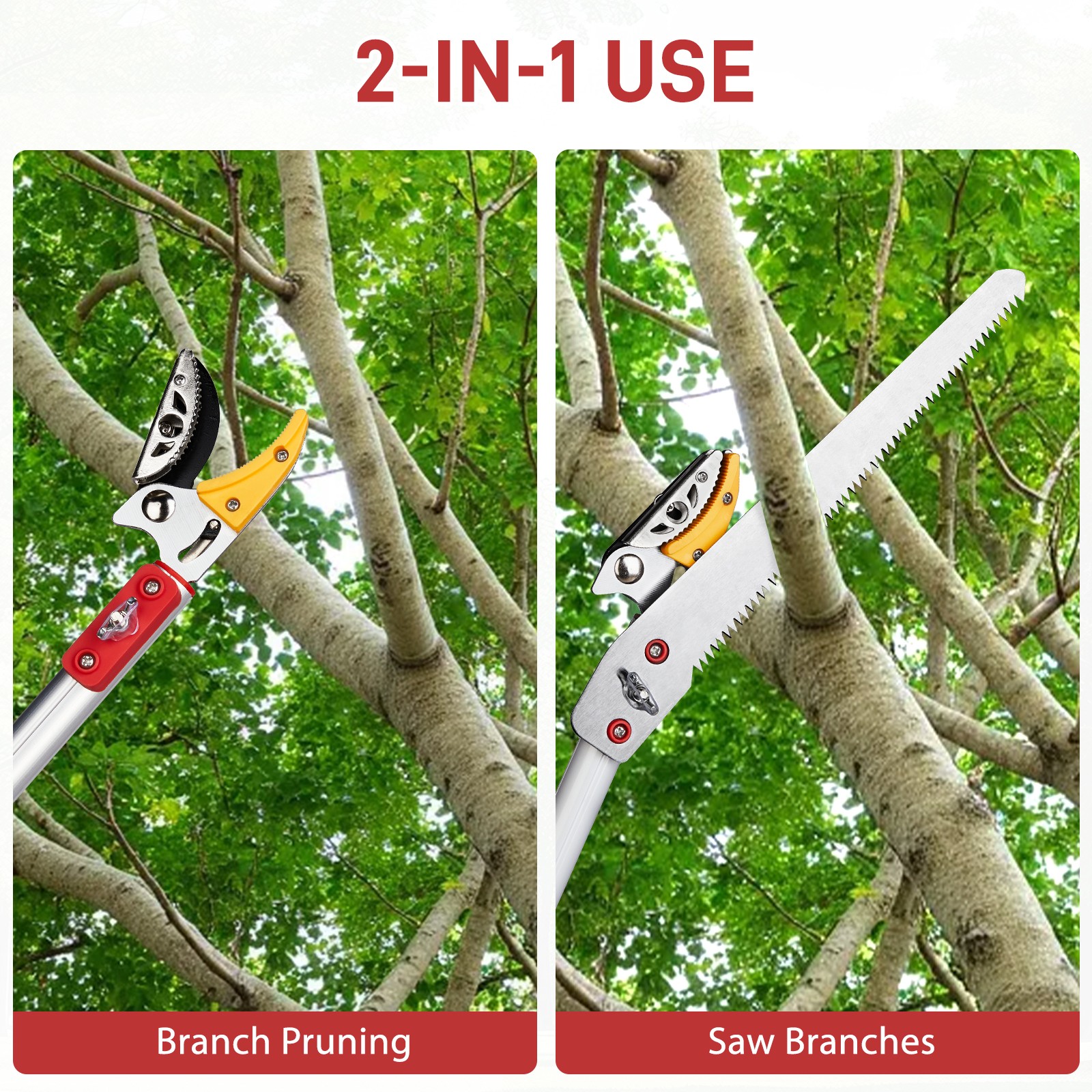 4.27-7.55 FT Cut & Hold Telescopic Pole Pruner, Fruit Picker Tree Branch Cutter