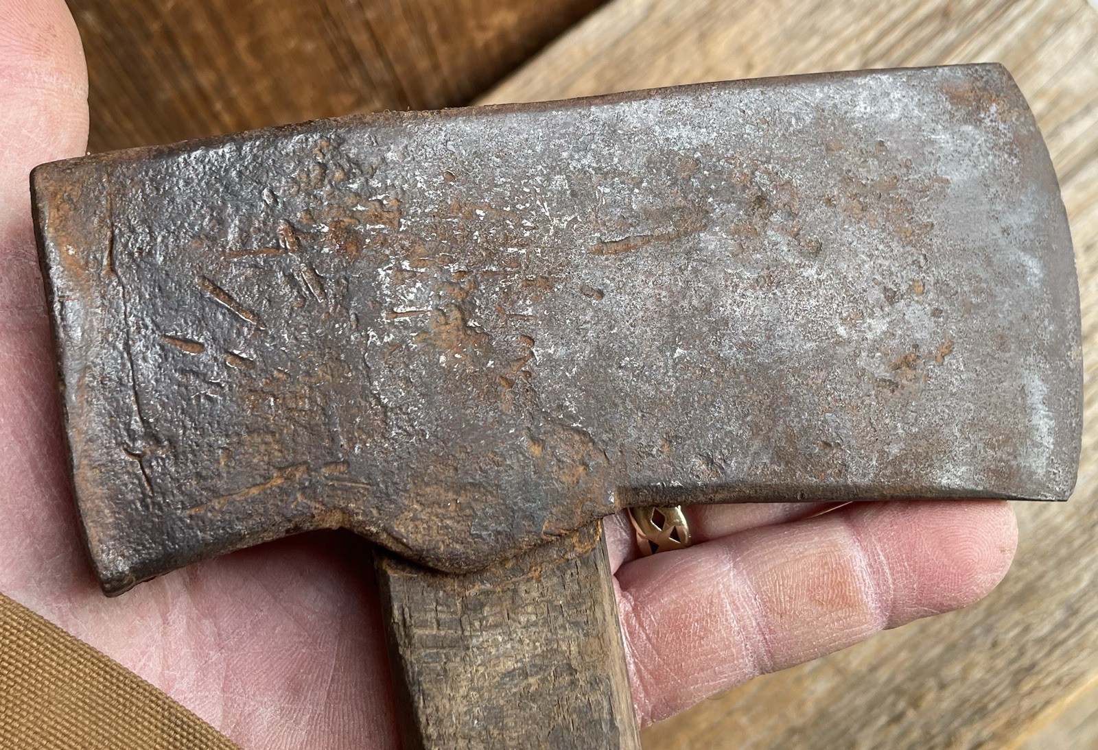 Revolutionary War 18th Century ~ Forged Iron Belt Hatchet Axe ~ Orig Handle