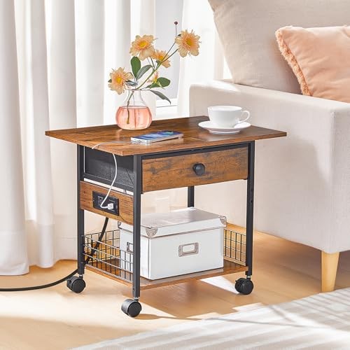 Printer Stand with Charging Station, 2-Tier Printer Cart, Under Desk Printer