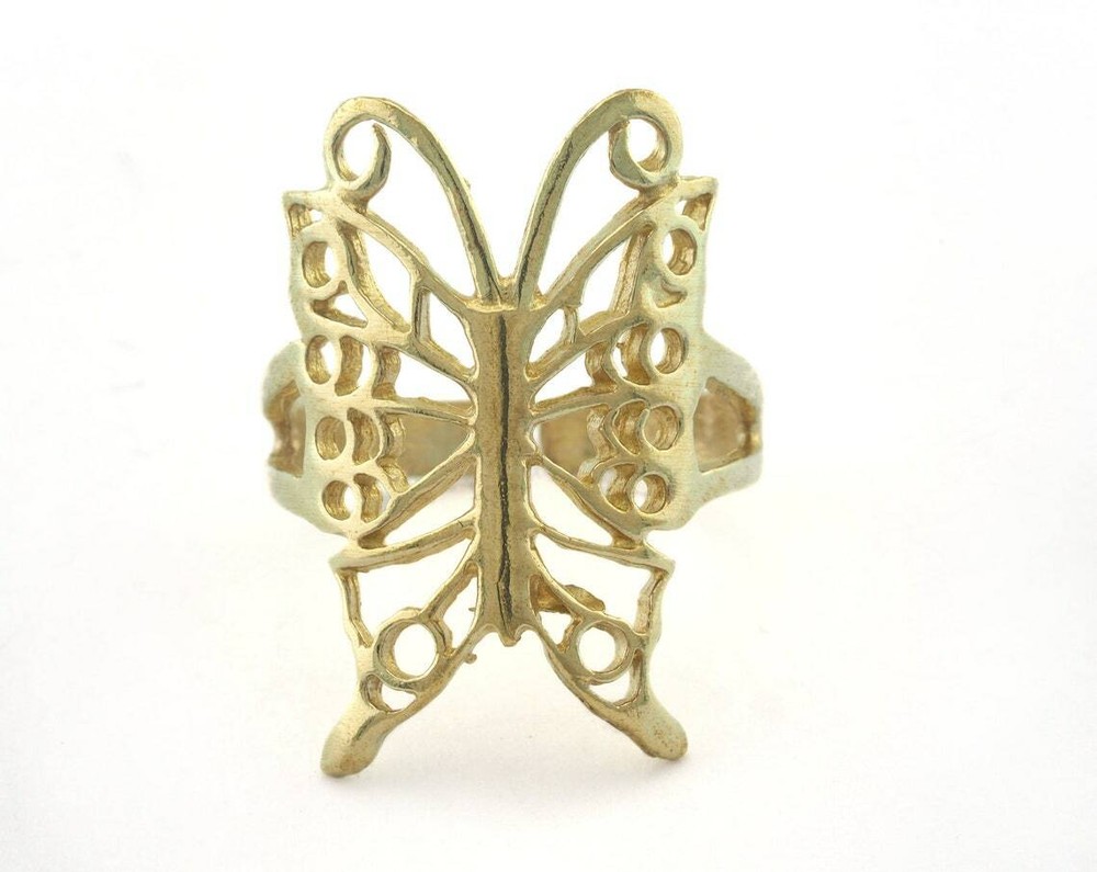 Butterfly Adjustable Ring Raw brass (18mm 8US inner size) 3284