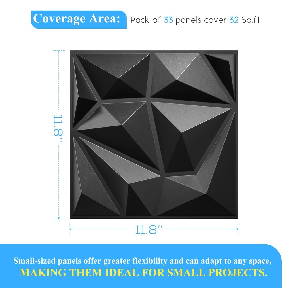 LEVOWAY 33 Pack Decorative 3D Wall Panels for Interior Black