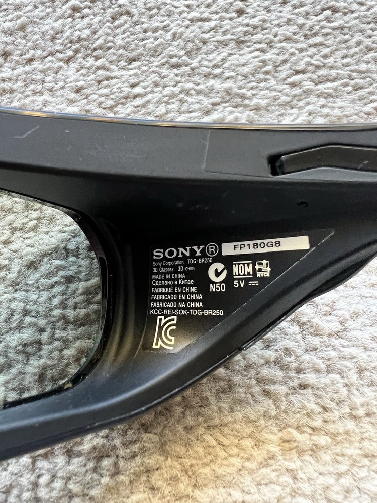 Sony 3D Glasses TDG-BR250 Black - Tested & Working