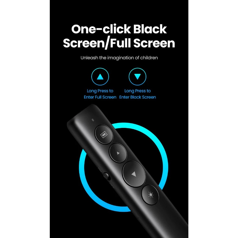 2pcs UGREEN Wireless Presenter Remote Clicker Laser Pointer 2.4GHz USB PPT Pen