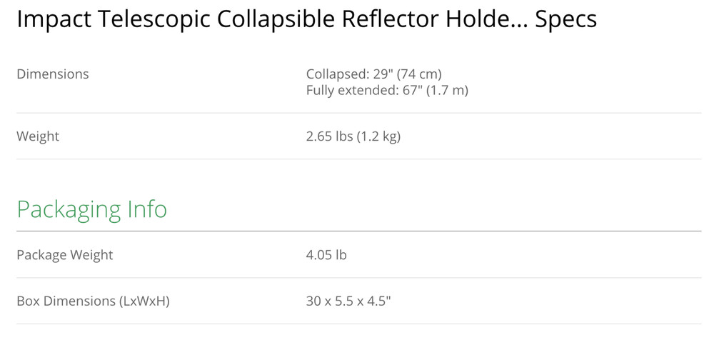 Impact Telescopic Collapsible Reflector Holder