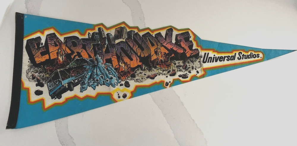 Excellent Condition Earthquake Universal Studios Pennant