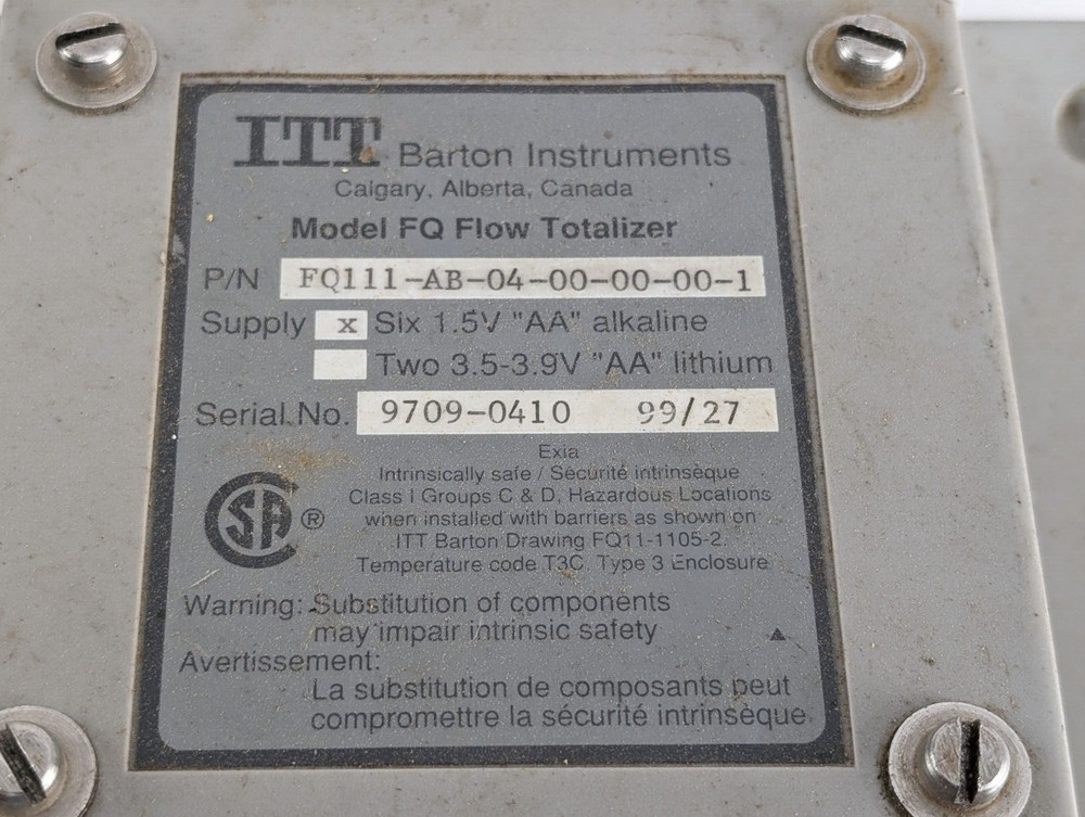 ITT Barton FQ Flow Totalizer FQ111 First Rate Plus