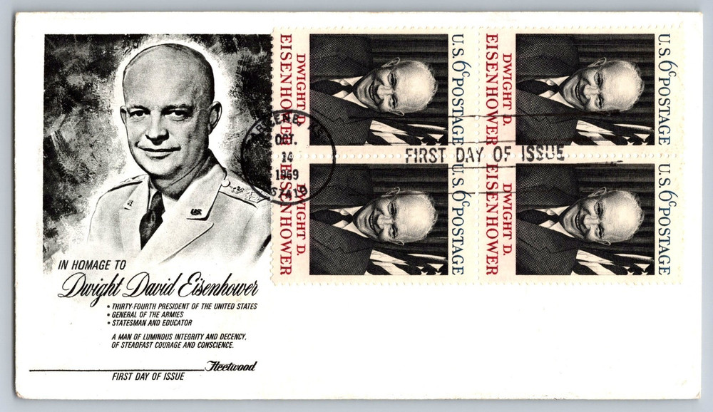 #1383 Dwight Eisenhower FDC Fleetwood Cachet