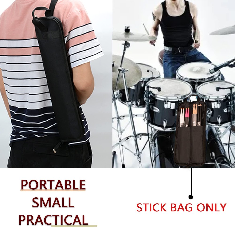 Portable Drumstick Bag - Small Storage Case With Hooks Inside for Drum Set Ma...