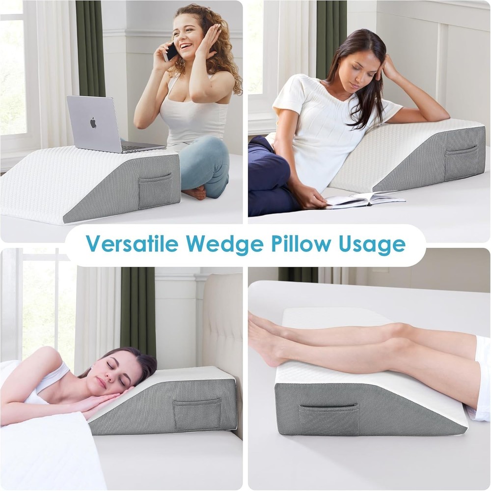 Adjustable Leg Elevation Pillows for Swelling, Cooling Gel Memory Foam Wedge ...