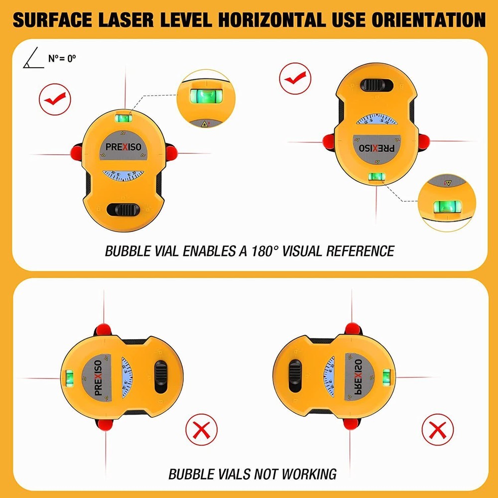 Multi Surface Laser Level LED Light Vial 30Ft Horizontal Vertical Line Laser NEW