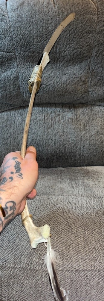 Cow Bone Machete Sword Serrated SHARP 30" OOAK Twisted Design