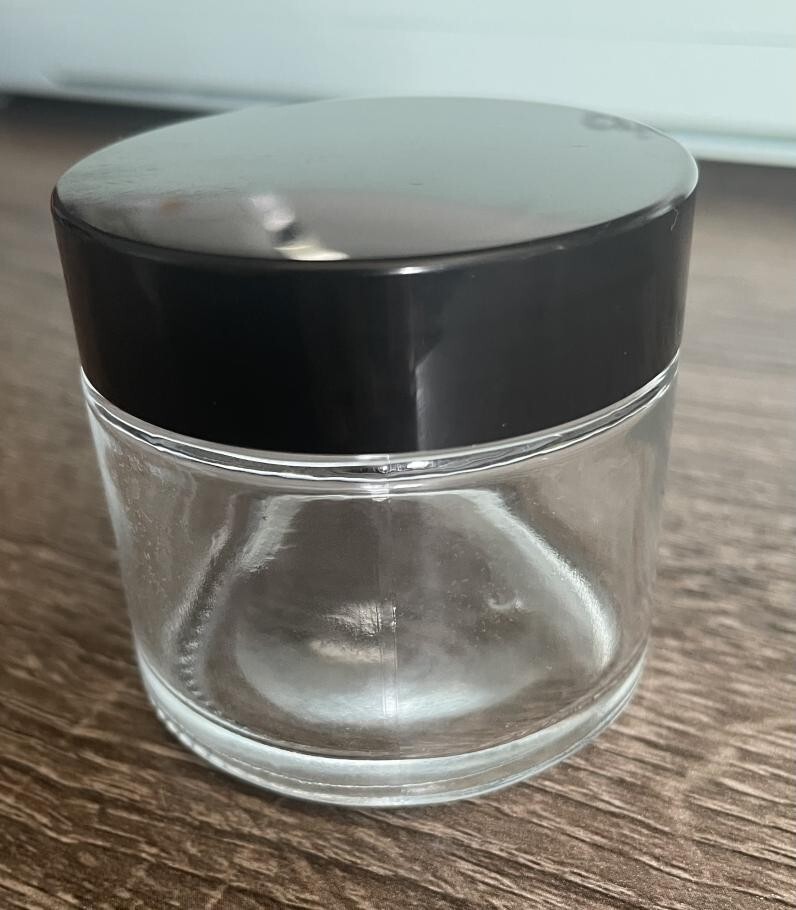 15 Pack - 2 oz Empty Glass Jars with Black Lids for Cosmetics or DIY Projects