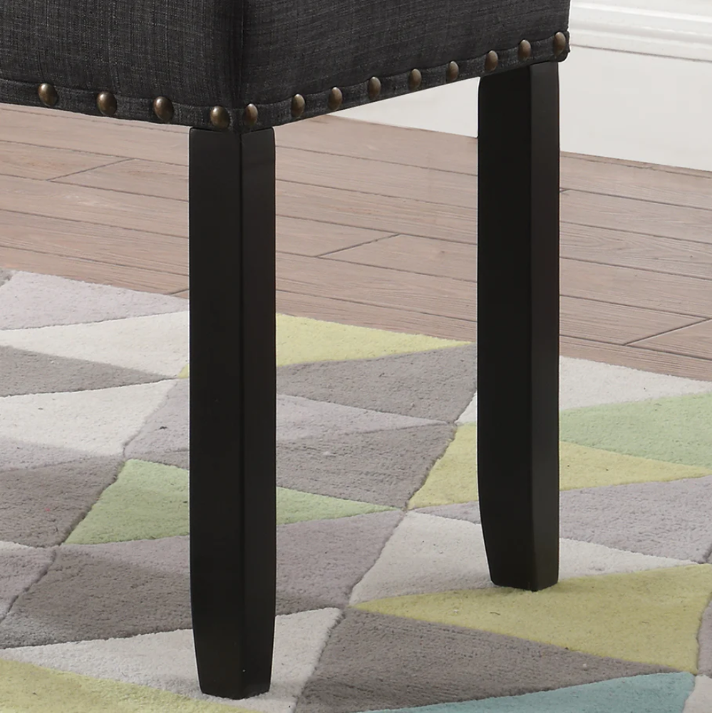 Biony Grey Fabric Dining Bench with Nailhead Trim