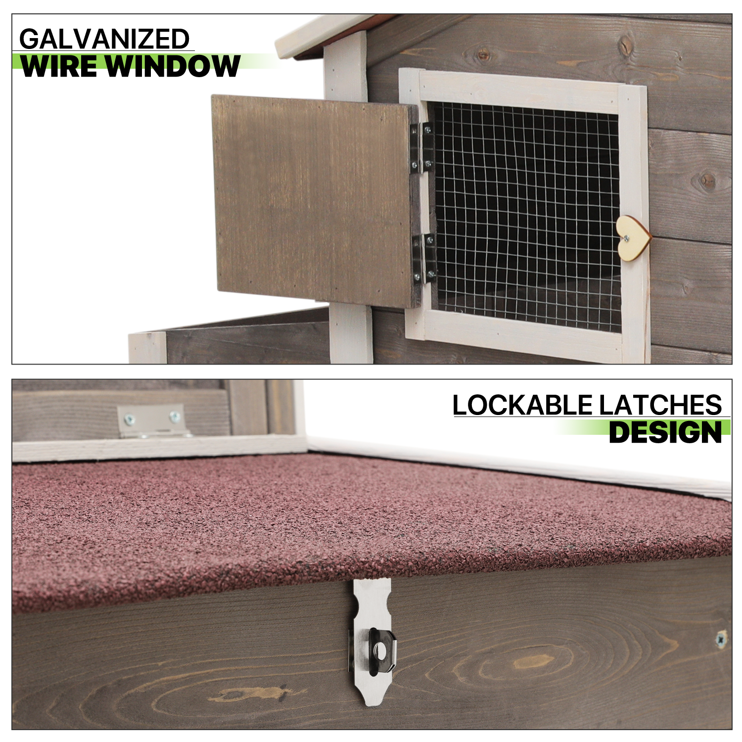 Wooden Chicken Coop Hen House with Removable Tray &Ventilation Door Nesting Box