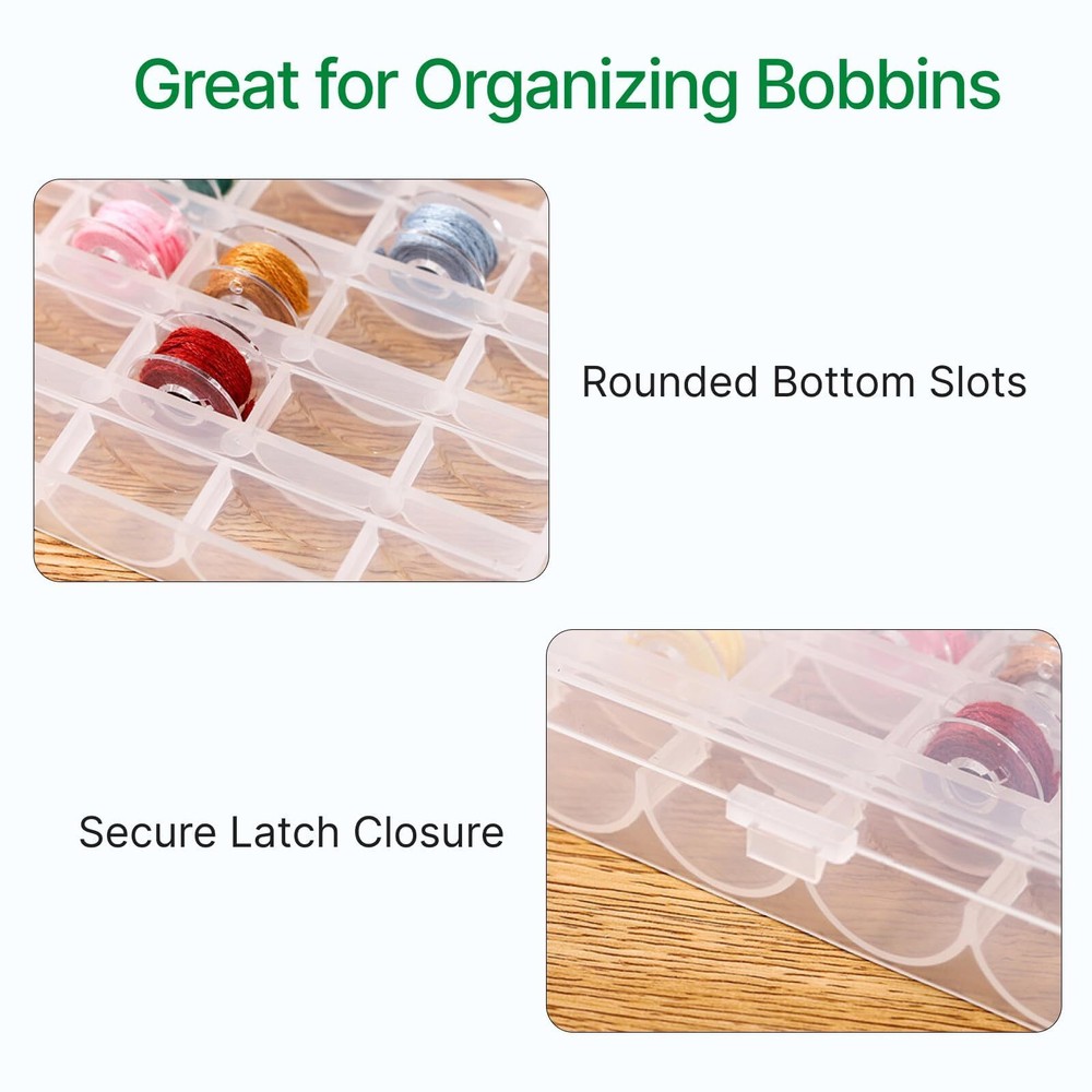 25 Slots Bobbin Organizer Transparent Plastic Bobbin Case Empty Spools Box Fo...