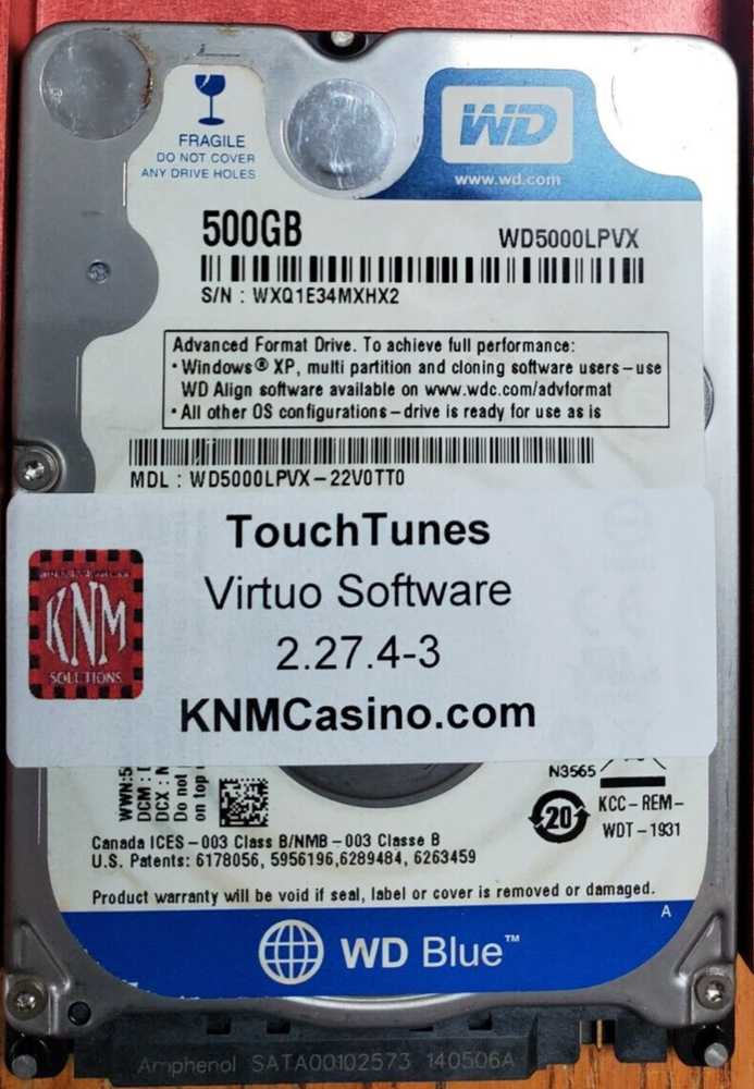 Touchtunes Openstage 2 500GB Harddrive for Virtuo Without red tray