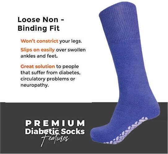 Wholesale lot Men Gripper Non Skid Diabetic Crew Socks Non Binding Loose Fit Top