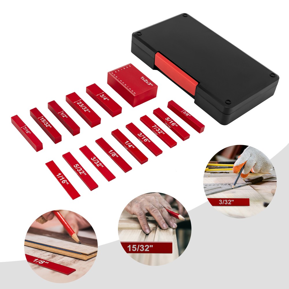 15-Piece Setup Blocks Woodworking Tools Precision Gauge Block Set with Precise