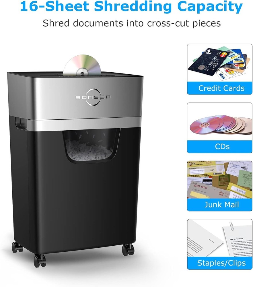 Efficient Heavy Duty Shredder with Caster Wheels and 60-Minute Continuous Use