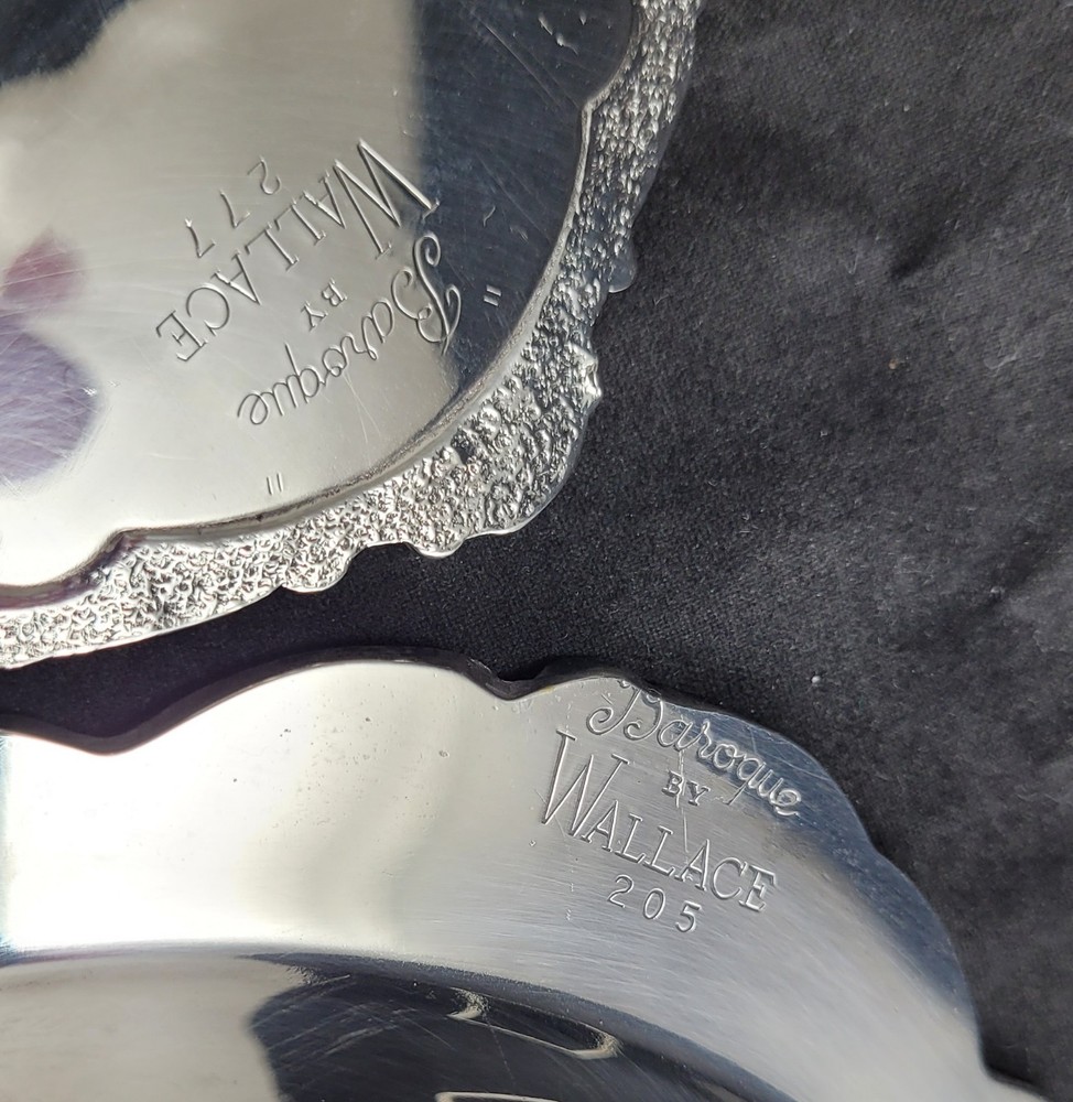 2 WALLACE BAROQUE SILVER PLATE DISHES # 205 & 277 SHELL
