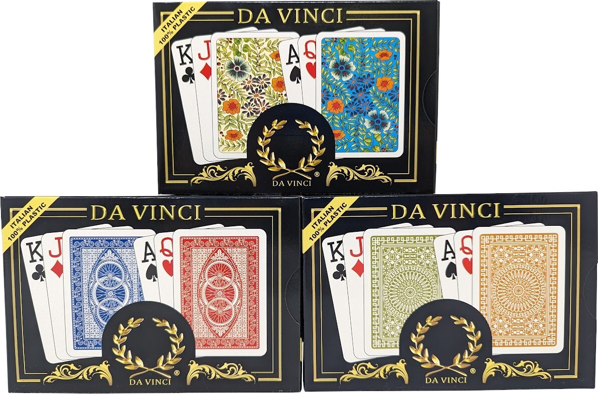 DA VINCI Poker Size Jumbo Index 100% Plastic Playing Cards Collection (3 pack)