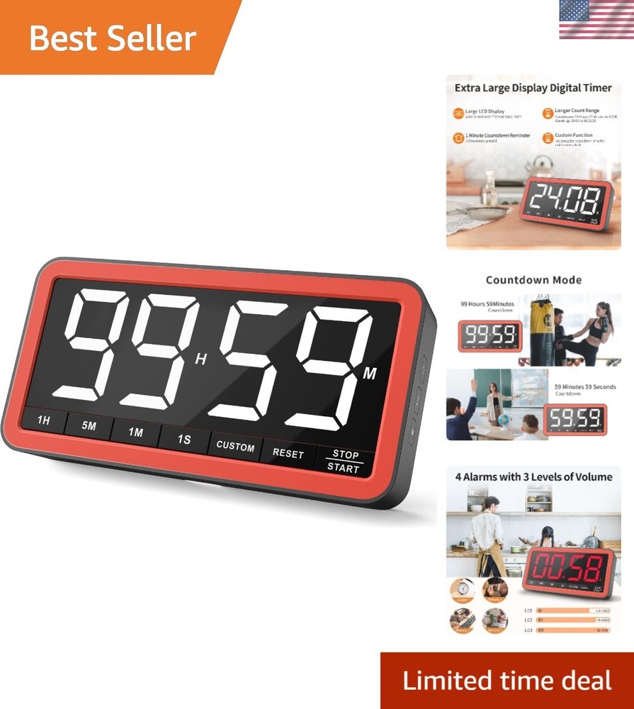 Extra Large Digital Timer with Magnetic Back - Ideal for Cooking & Classroom