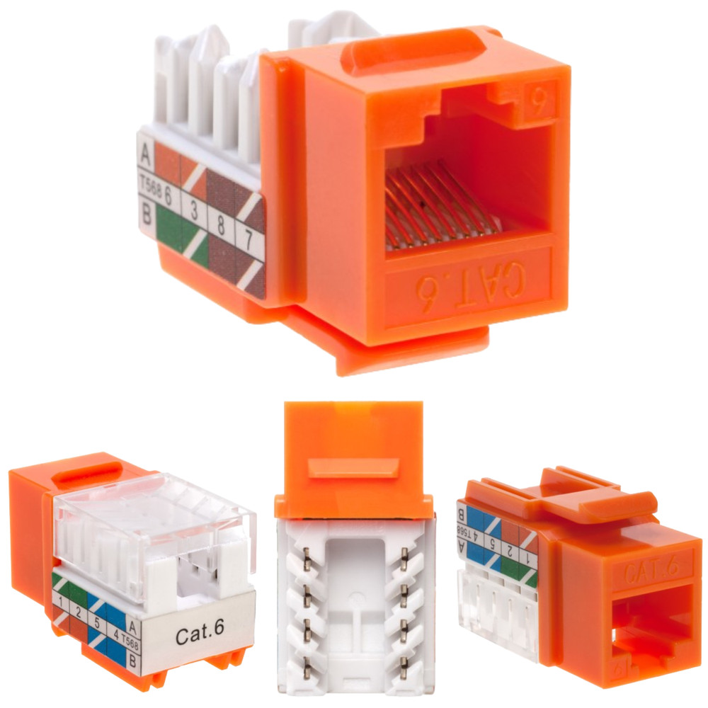 40 pcs Cat6 Punchdown Keystone Jack Orange 45 Degree Angle Ethernet Network PACK