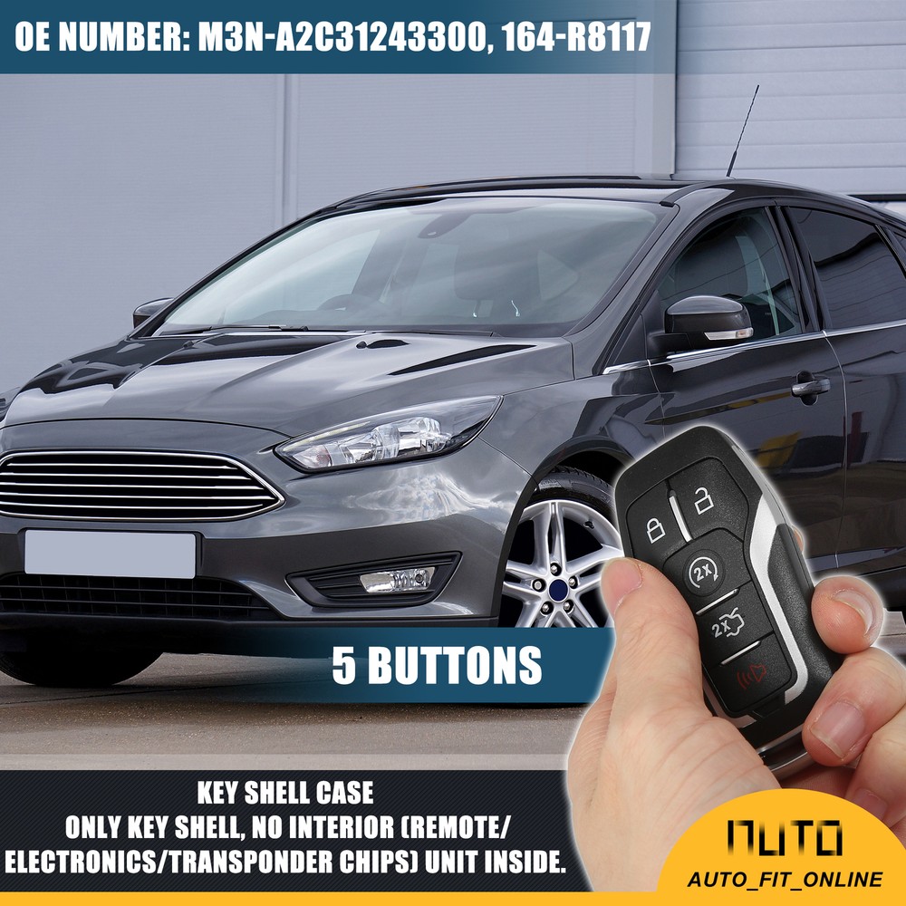 5 Button Smart Key Fob Keyless Entry Remote Key Shell Single Custom for Ford