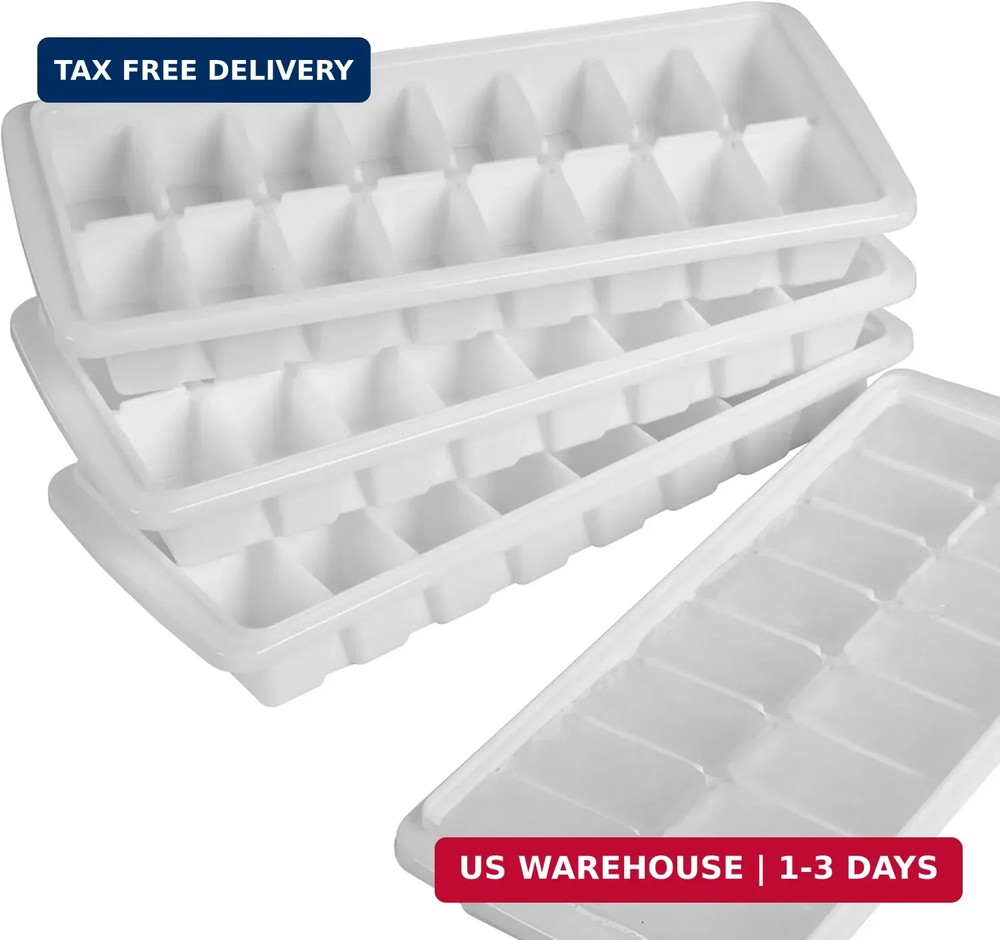 4 Pack 64 Slots White Stackable Ice Cube Tray for Freezer - Easy Release Icecube