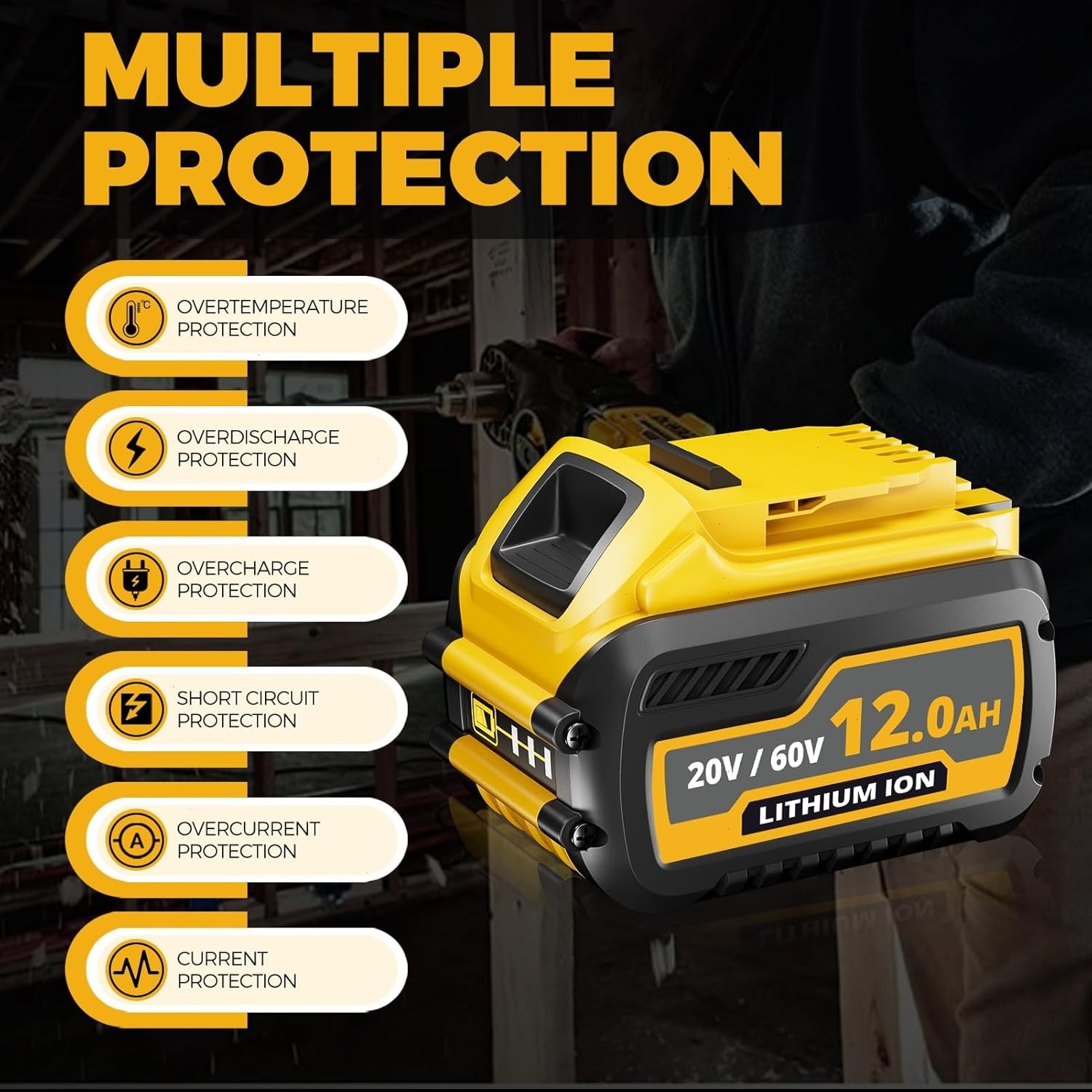 2Pack 12.0AH DCB609-2 For DEWALT DCB612 20V/60V MAX FLEXVOLT Lithium-Ion Battery