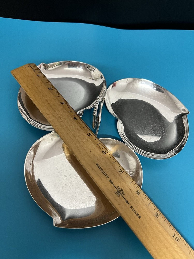 Vintage Shiny Silverplate Triple Heart Trinket Candy Dish