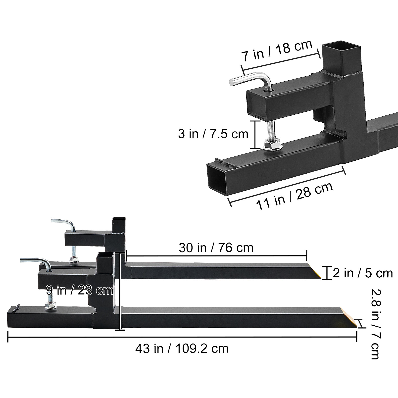 VEVOR 43" 2000lbs Clamp on Pallet Forks Tractor Forks Heavy Duty Bucket Fork