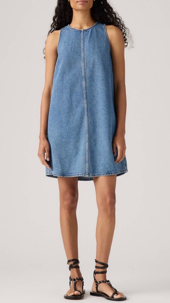 Levi's A Line Sz XL Denim Sleeveless Mini Length Shift Dress 90 Vintage Inspired