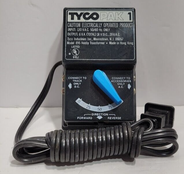 Vintage TYCO PAK 1 Model 895 Hobby Transformer-WORKS- reverse/forward controller