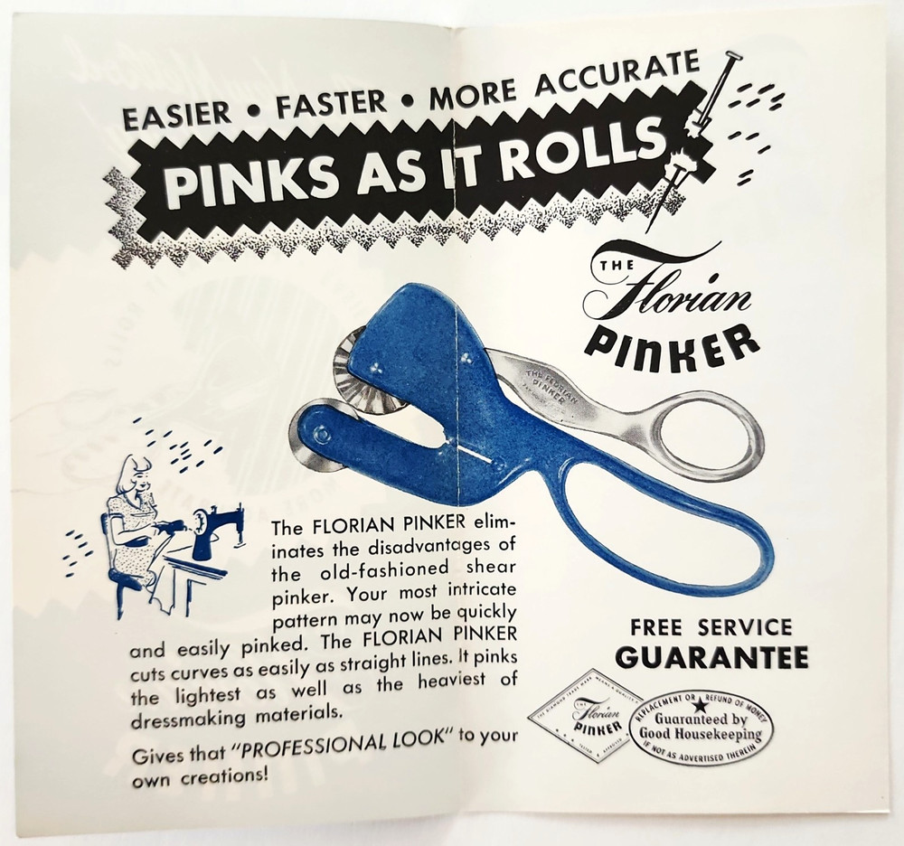 1950s Florian Pinker Sewing Device Pinking Tool Paper Advertisement Vintage