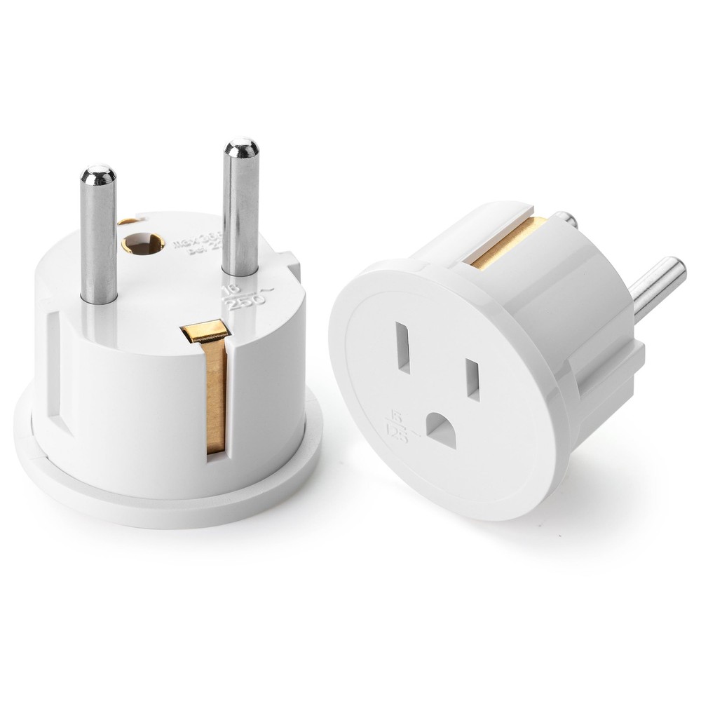 Bates- European Travel Plug Adapter, 2 Pack, Type E/F, 2 Pack