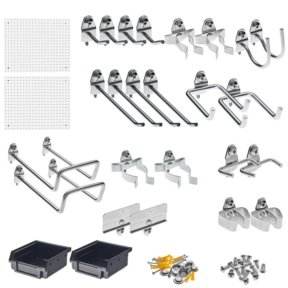 84 Piece Set 44" VersaCenter Wall Organizer Pegboard Hook Hanging Bin Storage