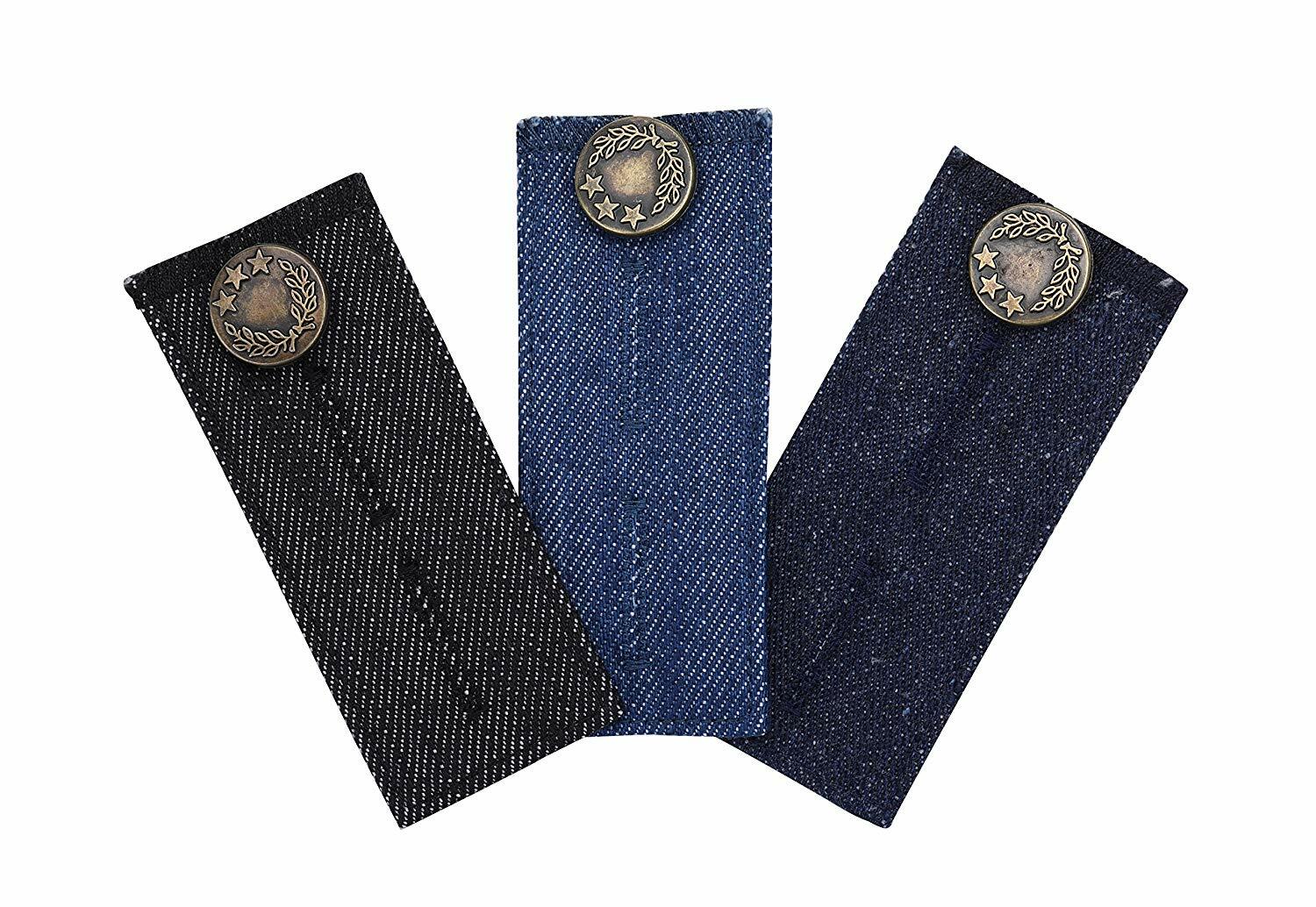 3 PCS Denim Waist Extender with Metal Button, Jeans Button Extender