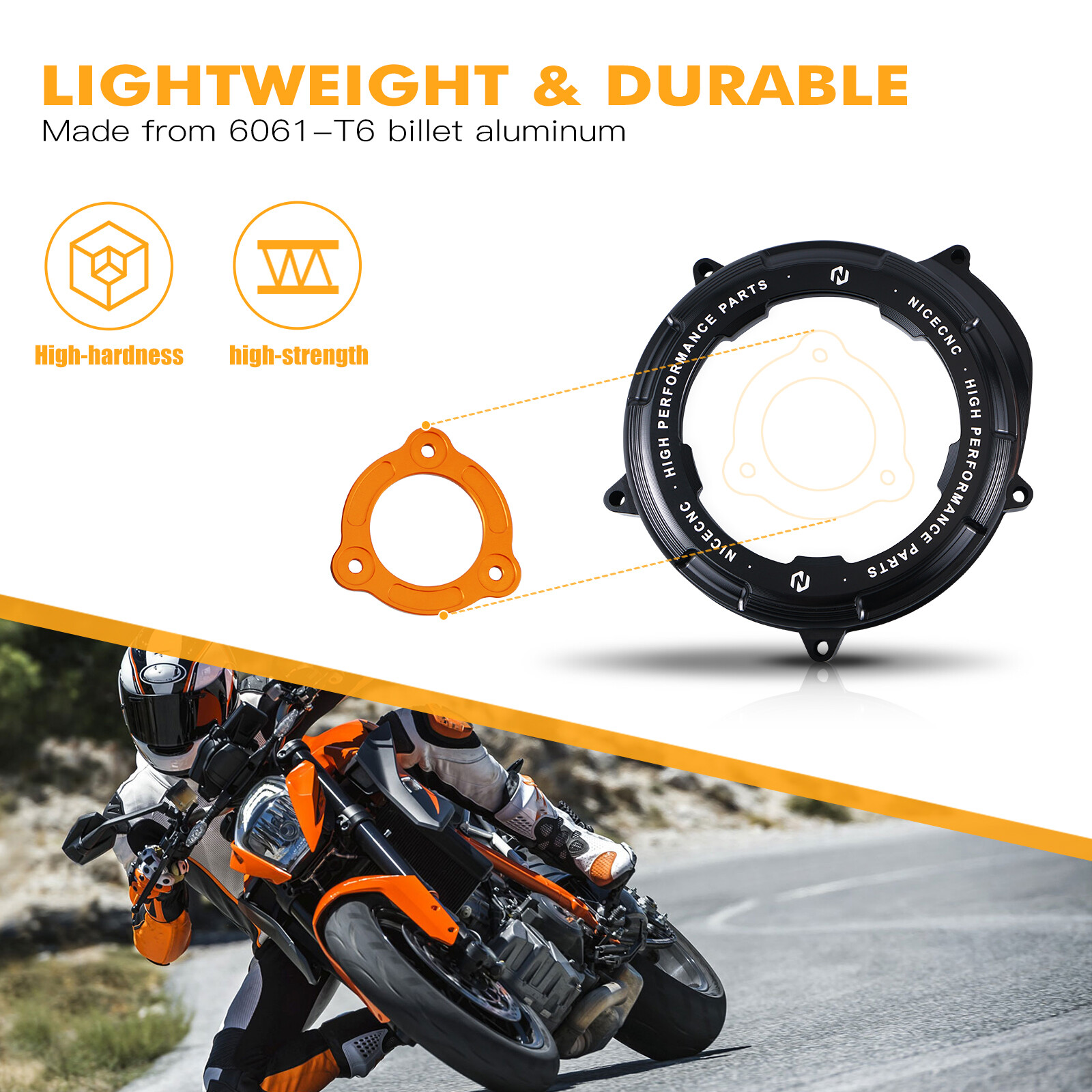 NICECNC Clear Clutch Cover Pretector For KTM 1290 Super Duke R/GT 14-23 Aluminum