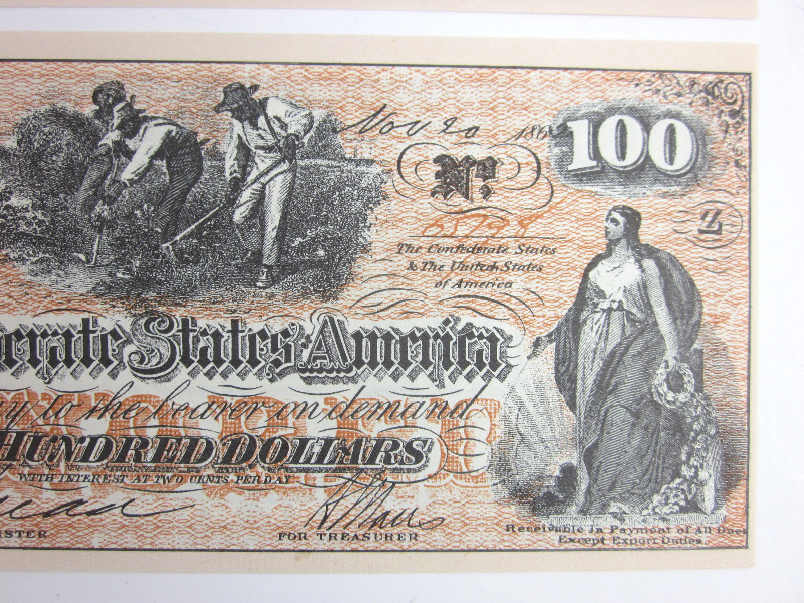 6 CONFEDERATE States $100 Dollar Bill Paper Money Note CIVIL WAR CSA FACSIMILE